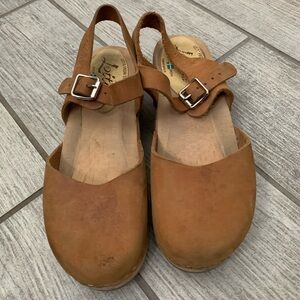 Swedish Clogs Brown Oiled Nubuck Leather by Lotta from Stockholm Wooden Clogs